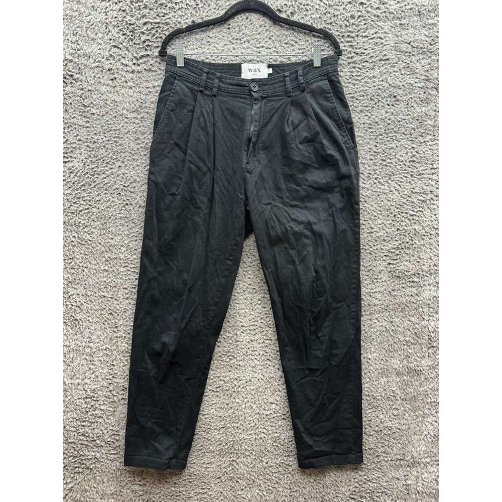 Wax London Pleated Cotton-Blend Slim Fit Twill Trousers‎ Black Mens Size 30